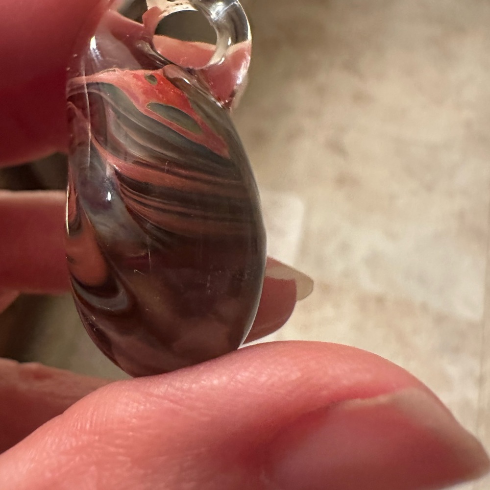 Handmade Glass Pendant Necklace in  swirls of multicolor